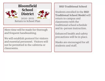 Bloomfield  BSD Traditional School  School Students enrolled in the BSD  District Traditional