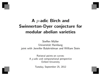 A p -adic Birch and  Swinnerton-Dyer conjecture for  modular abelian varieties  Steffen M  uller