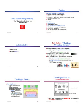 Administrative: Rock.c  The Operating System &amp; System Calls  UNIX history -  more on