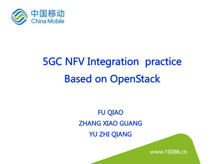 5gc nfv integration practice based on openstack