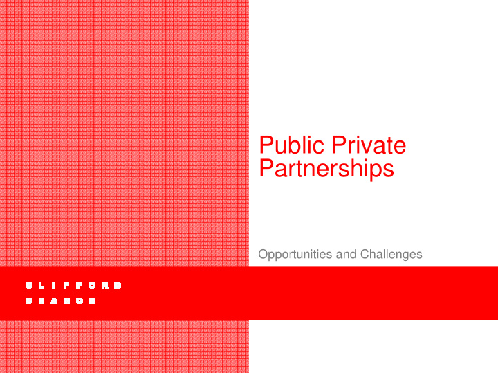 public private partnerships