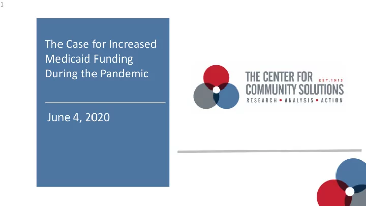 the case for increased medicaid funding during the