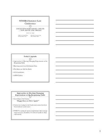 NYSSBA Summer Law  Conference  COLLE CTI VE  B AR GAI N I N G U P D ATE   N E W  I S S U E S  AN