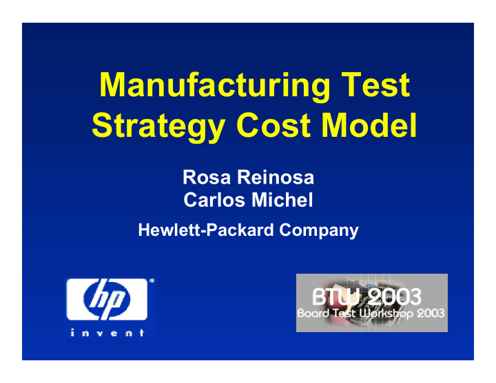 manufacturing test strategy cost model
