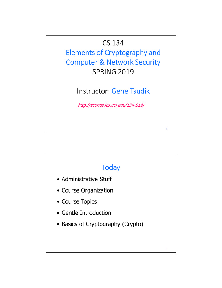 cs 134 elements of cryptography and computer network