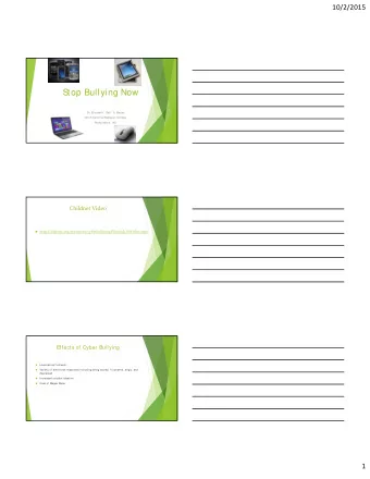 Stop Bullying Now  Dr. Elizabeth  Gail  S. Marsal  North Carolina Wesleyan College  Rocky