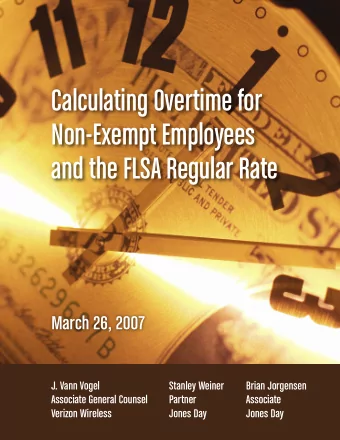 Calculating Overtime for  Non-Exempt Employees  and the Flsa Regular Rate  March 26, 2007  J. Vann
