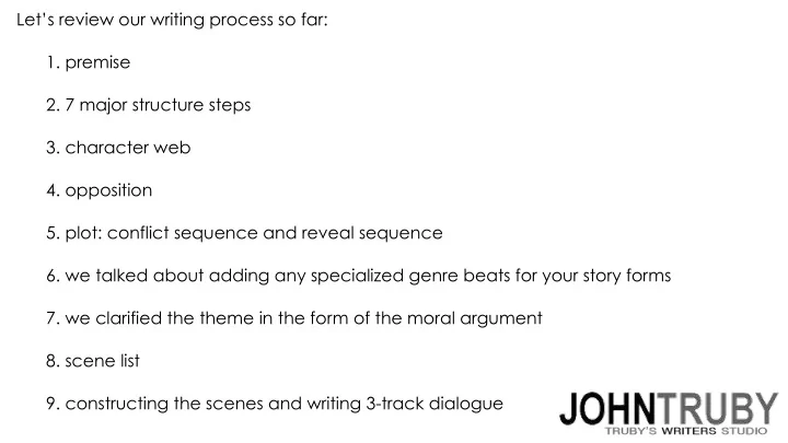 let s review our writing process so far 1 premise 2 7