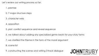 Lets review our writing process so far:  1. premise  2. 7 major structure steps  3. character