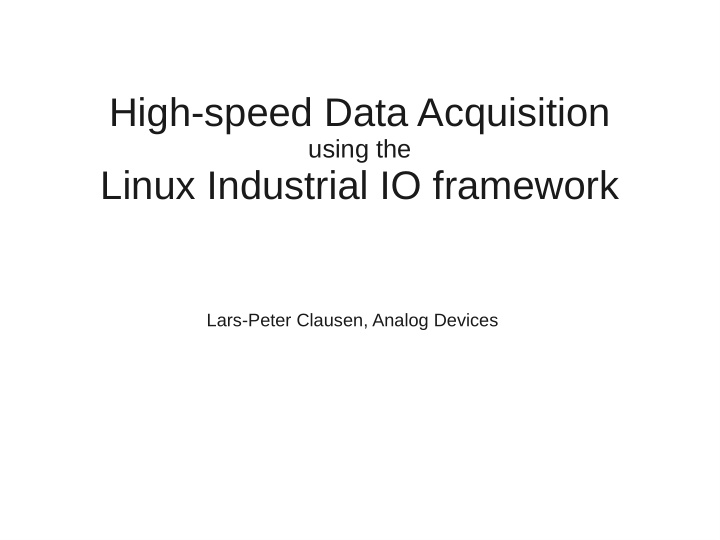 high speed data acquisition