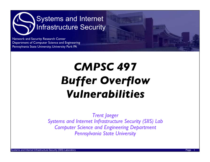 cmpsc 497 buffer overflow vulnerabilities