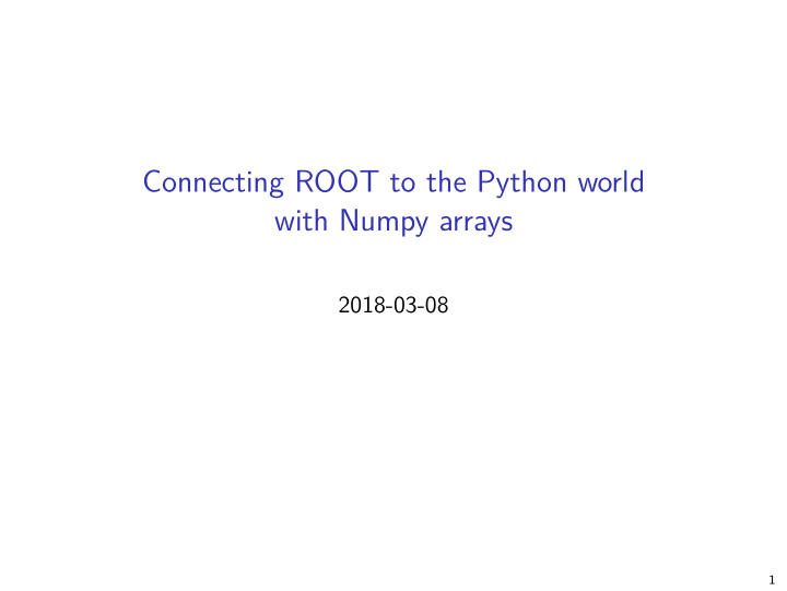 connecting root to the python world with numpy arrays