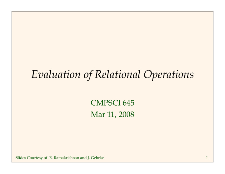 evaluation of relational operations
