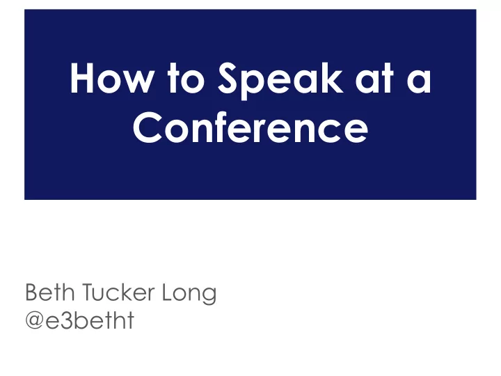 how to speak at a conference