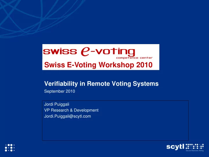 swiss e voting workshop 2010