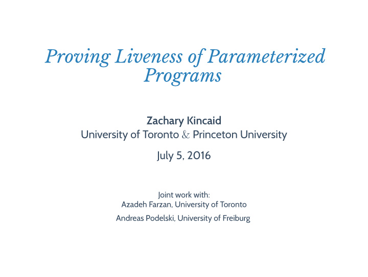 proving liveness of parameterized programs