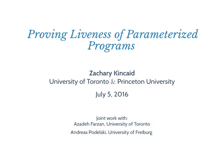 proving liveness of parameterized programs