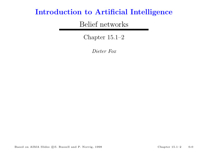 introduction to artificial intelligence belief networks