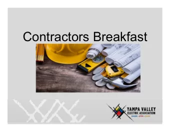 Contractors Breakfast  Introduction   Welcome from the Engineering Manager   Where to find