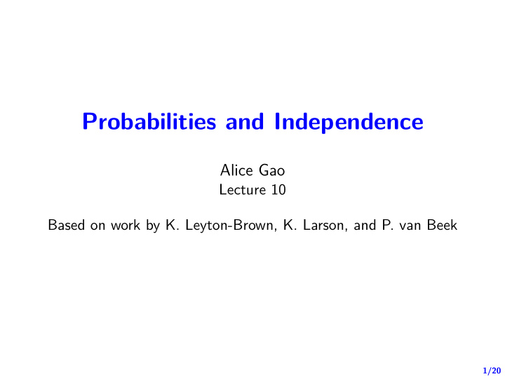 probabilities and independence