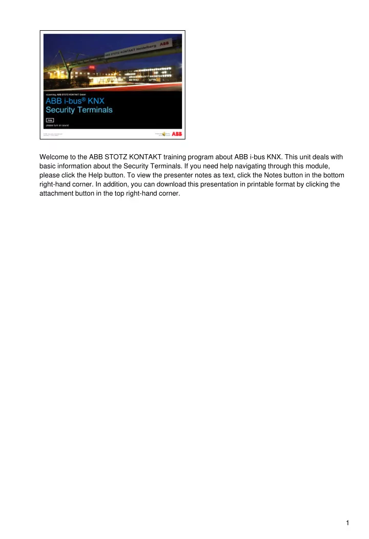 welcome to the abb stotz kontakt training program about
