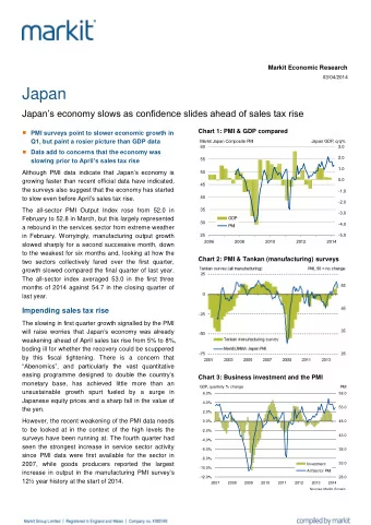 Japan Japan s economy slows as confidence slides ahead of sales tax rise  PMI surveys point