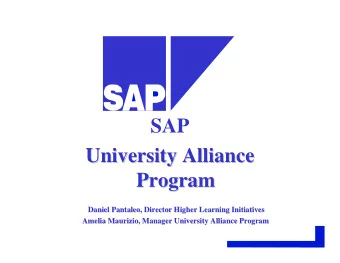 SAP  University Alliance  University Alliance  Program  Program  Daniel Pantaleo  Pantaleo,