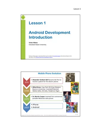 Lesson 1  Android Development  Introduction  Victor Matos  Cleveland State University  Cleveland