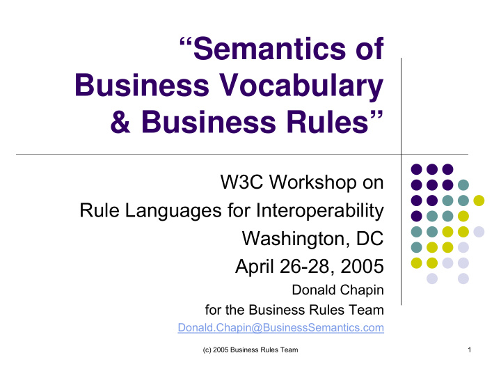 semantics of business vocabulary business rules