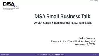 DISA Small Business Talk  AFCEA Belvoir Small Business Networking Event  Carlen Capenos  Director,