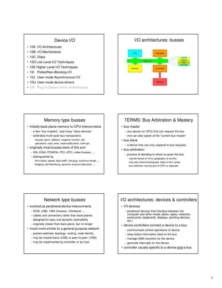 device i o i o architectures busses