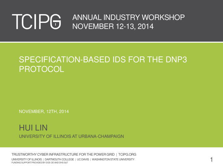 specification based ids for the dnp3 protocol