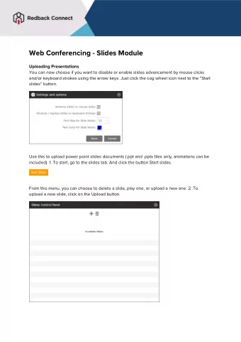 Web Conferencing - Slides Module Uploading Presentations  You can now choose if you want to disable
