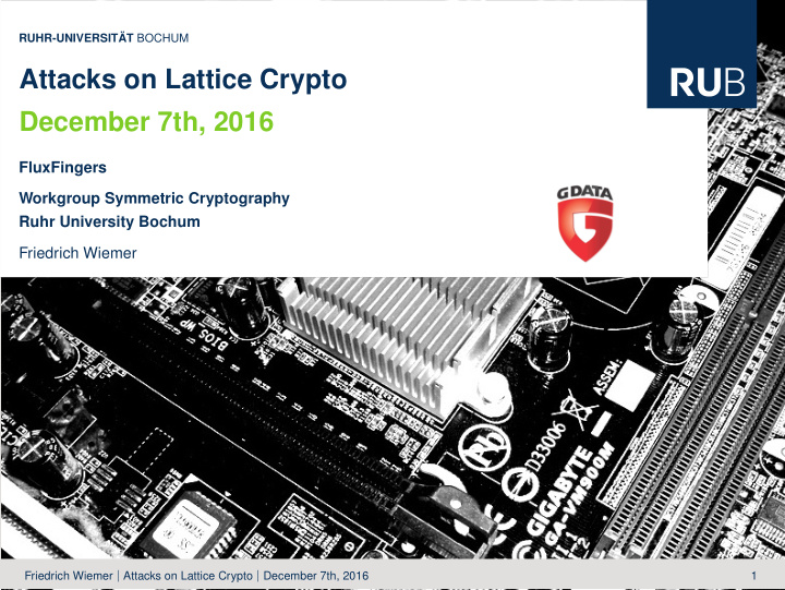 attacks on lattice crypto december 7th 2016