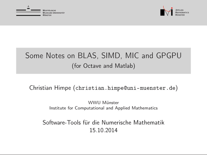 some notes on blas simd mic and gpgpu