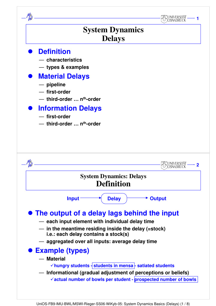 system dynamics delays