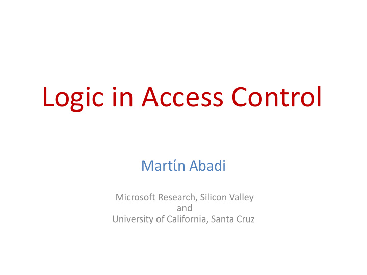 logic in access control