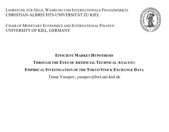 L EHRSTUHL FR G ELD , W HRUNG UND I NTERNATIONALE F INANZMRKTE