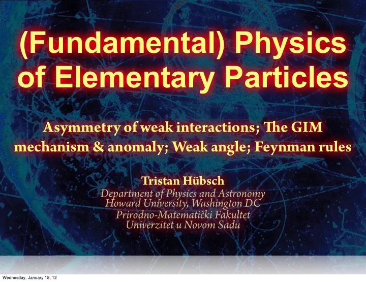 fundamental physics of elementary particles