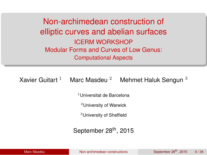 non archimedean construction of elliptic curves and