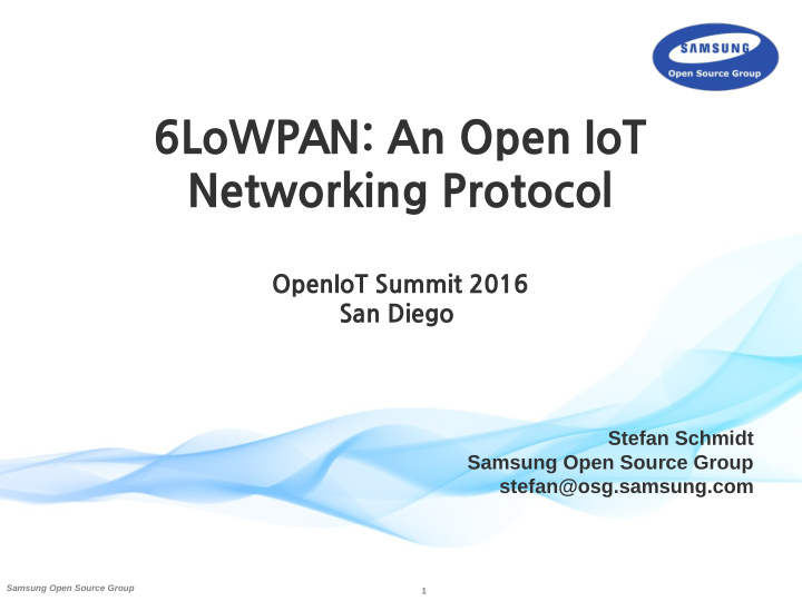 6lowpan an open iot networking protocol