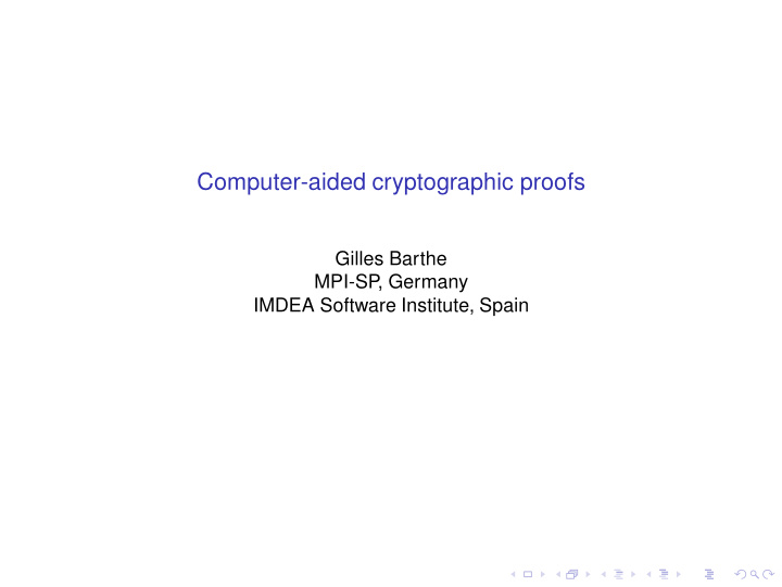 computer aided cryptographic proofs