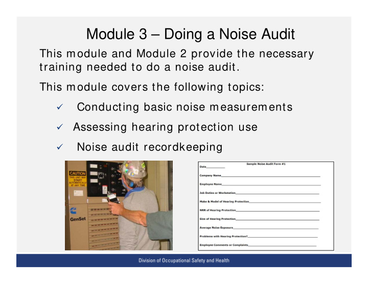 module 3 doing a noise audit