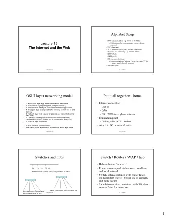 Alphabet Soup   MAC (ethernet address e.g. 00-00-6c-4f-3d-1a)  Lecture 15:   Differentiates