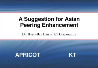 A Suggestion for Asian  Peering Enhancement  Dr. Hyun-Bae Han of KT Corporation  APRICOT  KT  1.