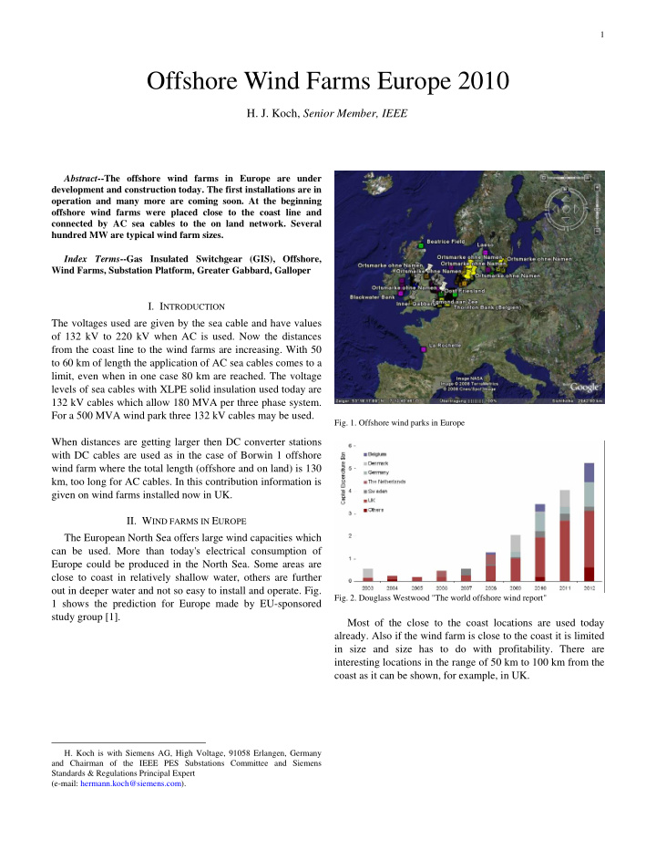 offshore wind farms europe 2010