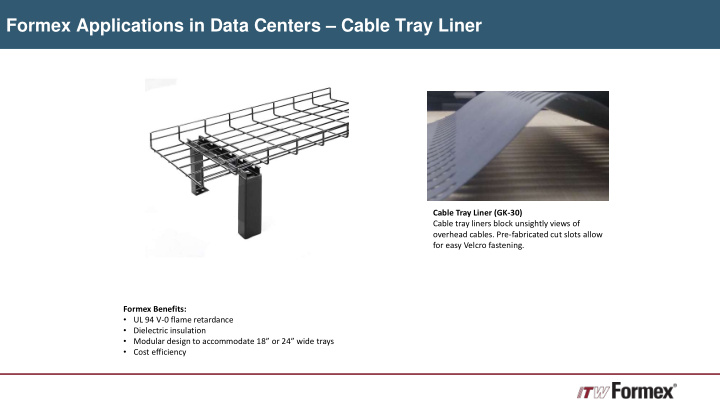 formex applications in data centers cable tray liner