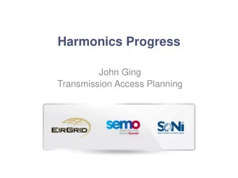 Harmonics Progress  John Ging  Transmission Access Planning  What has happened since  the last LG
