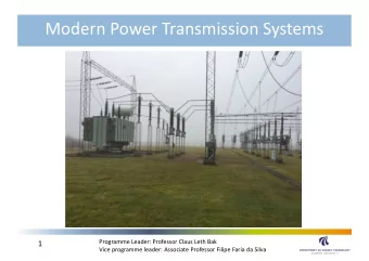 Modern Power Transmission Systems  Programme Leader: Professor Claus Leth Bak  1  Vice programme