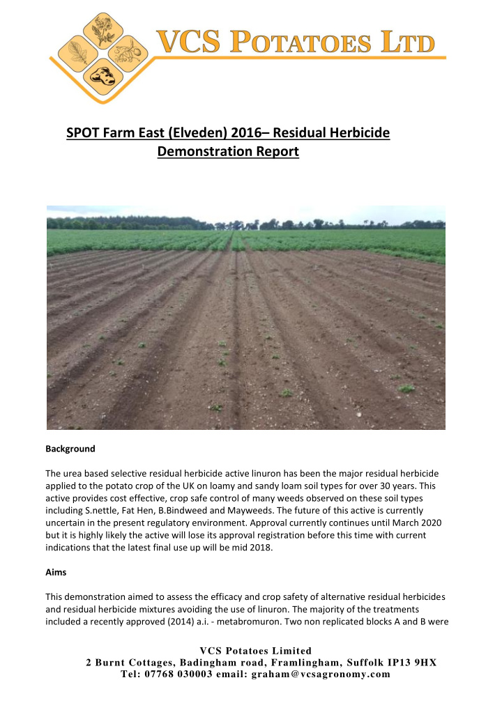 spot farm east elveden 2016 residual herbicide